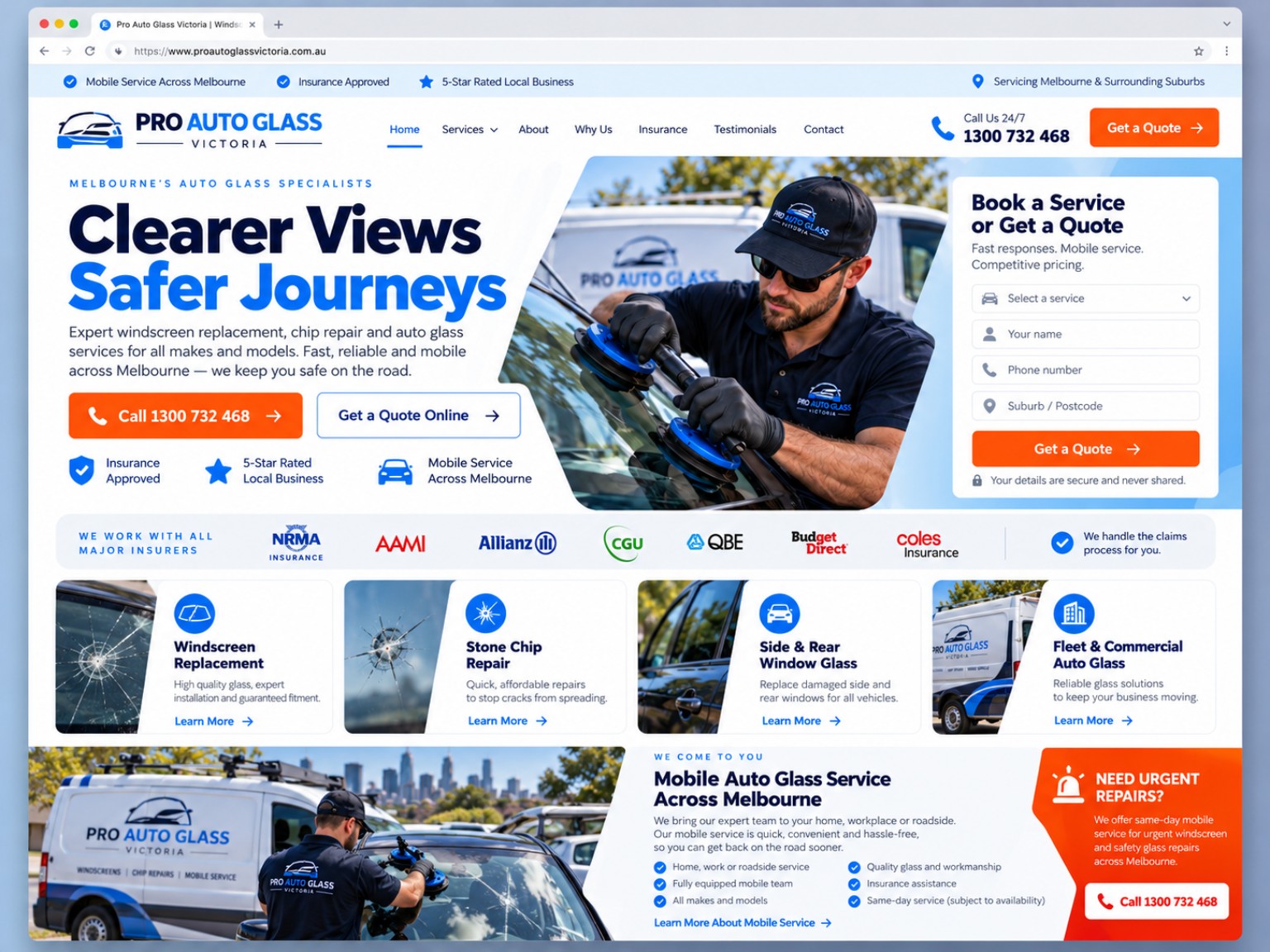 Professional mobile auto glass website example