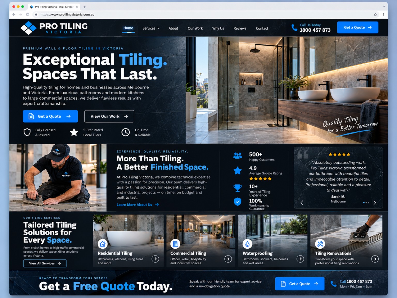 Premium wall and floor tiling website example